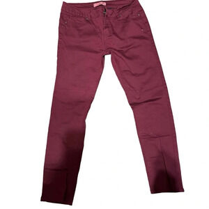 Wax Jean Butt I Love You Burgundy Size 9 EUC Slim fitting